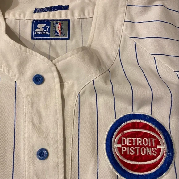 RARE Vintage Starter Detroit Pistons Baseball Jersey - Picture 3 of 6